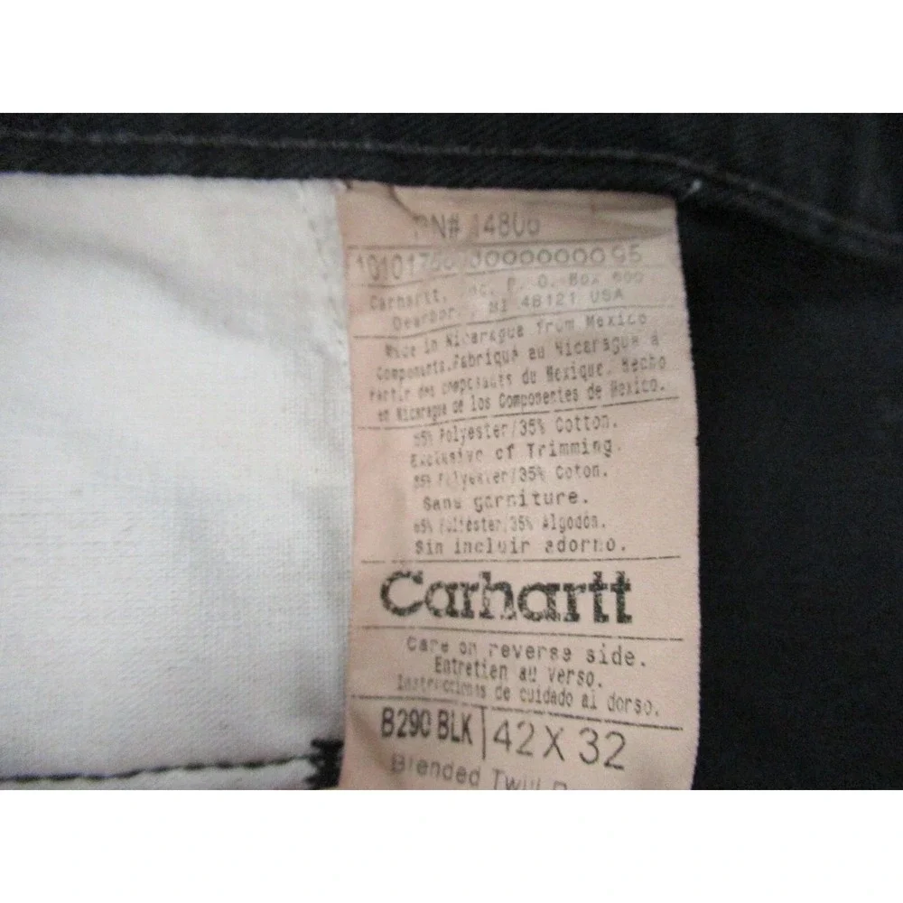 Carhartt Pants Mens 40x32‎ Black Slacks Zip Fly Straight Twill Work Chino B290